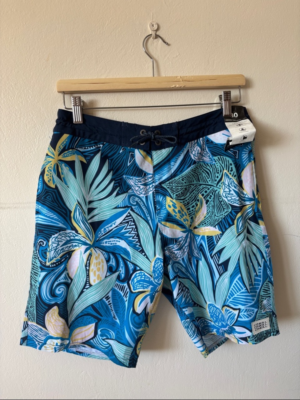 O'Neill Blue Tropical Leaf Print Swim Shorts